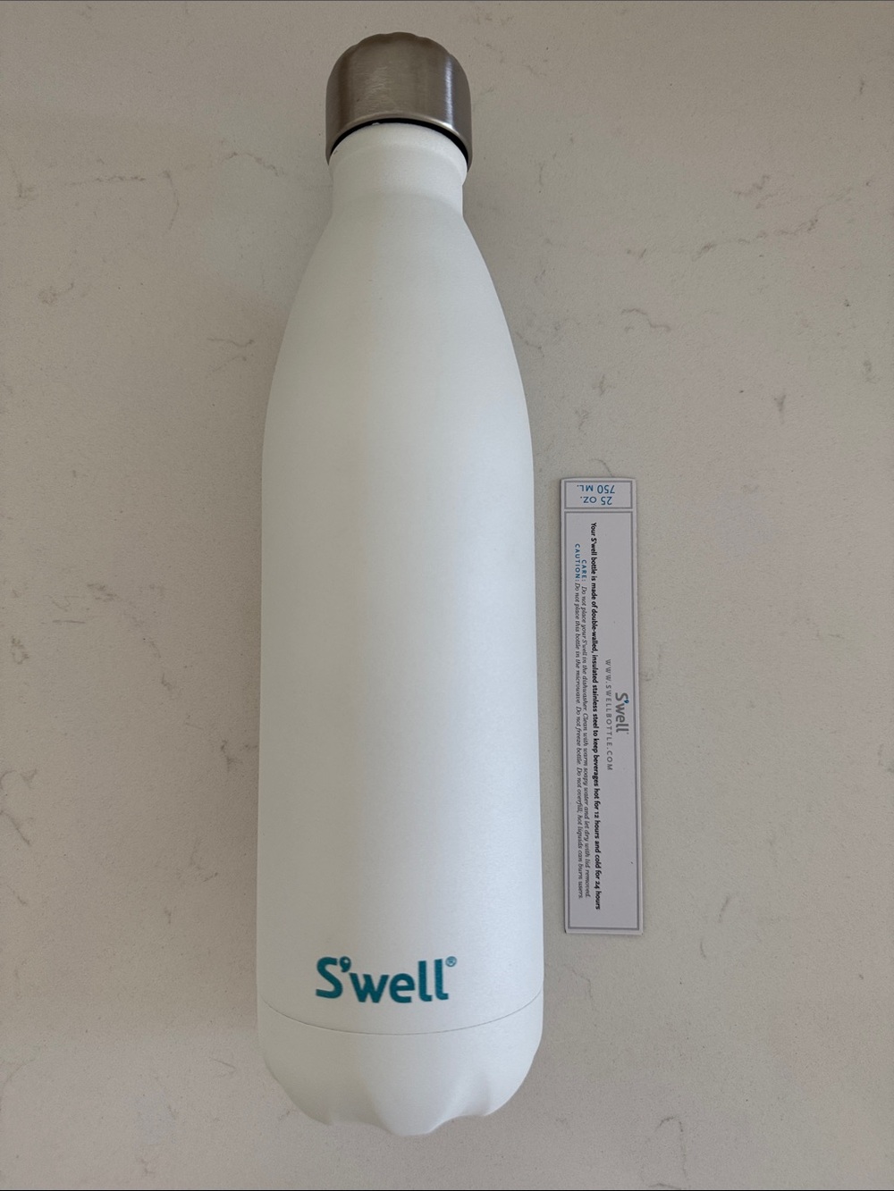S'well 25oz White Water Bottle NWT